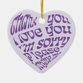 Ho'oponopono Hartvormige tekst Paarse Keramisch Ornament