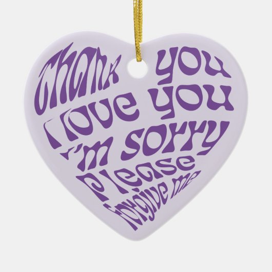 Ho'oponopono Hartvormige tekst Paarse Keramisch Ornament (Voorkant)