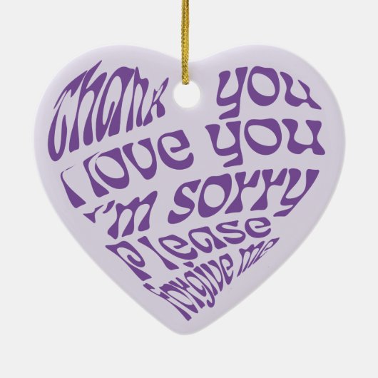 Ho'oponopono Hartvormige tekst Paarse Keramisch Ornament (Achterkant)