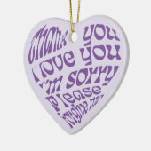 Ho'oponopono Hartvormige tekst Paarse Keramisch Ornament (Links)