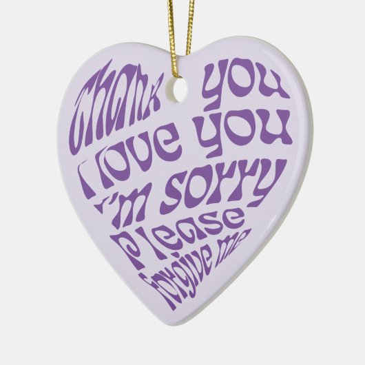 Ho'oponopono Hartvormige tekst Paarse Keramisch Ornament (Links)