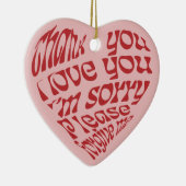 Ho'oponopono Hartvormige tekst Rood Keramisch Ornament (Rechts)