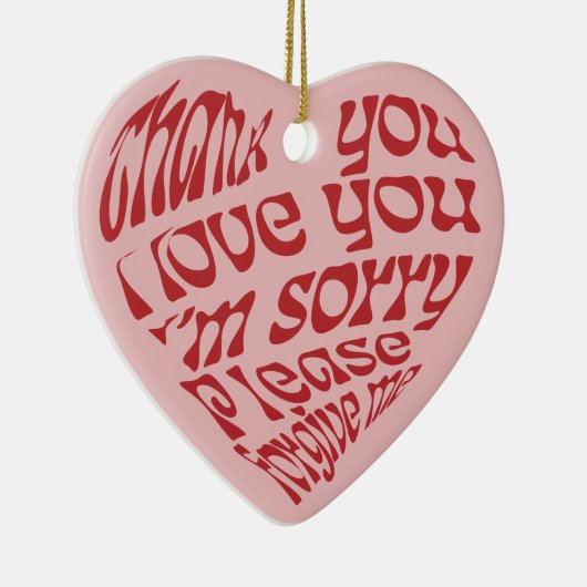 Ho'oponopono Hartvormige tekst Rood Keramisch Ornament (Rechts)