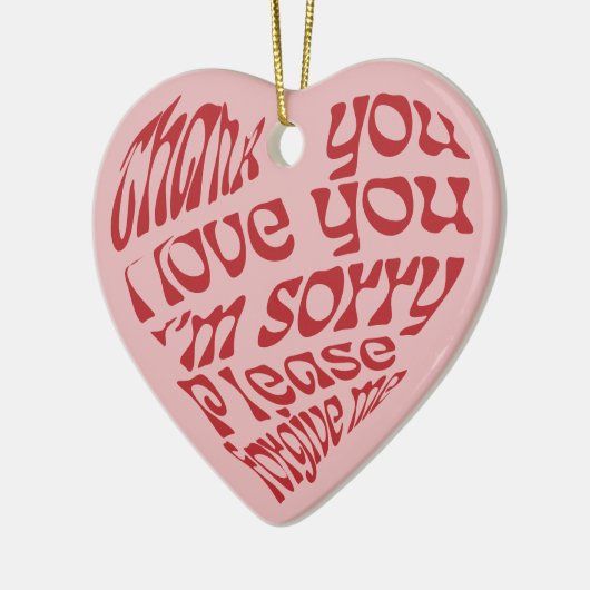 Ho'oponopono Hartvormige tekst Rood Keramisch Ornament (Links)