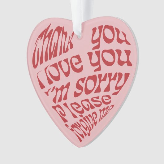 Ho'oponopono Hartvormige tekst Rood Ornament (voorkant)