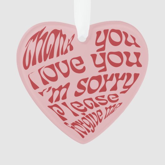 Ho'oponopono Hartvormige tekst Rood Ornament (voorkant)