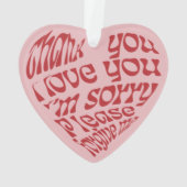 Ho'oponopono Hartvormige tekst Rood Ornament (achterkant)