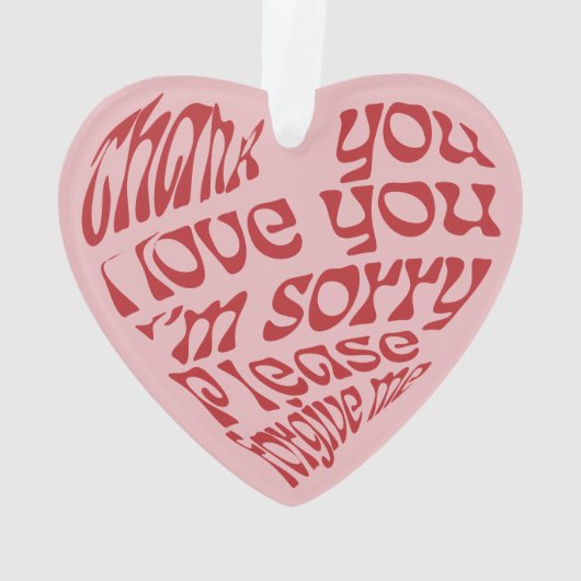 Ho'oponopono Hartvormige tekst Rood Ornament (achterkant)