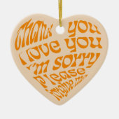 Ho'oponopono Hartvormige tekst Sinaasappel Keramisch Ornament (Voorkant)