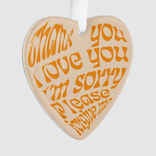 Ho'oponopono Hartvormige tekst Sinaasappel Ornament (voorkant)