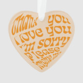 Ho'oponopono Hartvormige tekst Sinaasappel Ornament (achterkant)