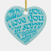 Ho'oponopono Hartvormige tekst Turkoois Keramisch Ornament (Voorkant)