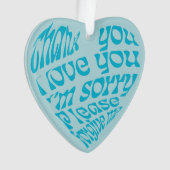 Ho'oponopono Hartvormige tekst Turkoois Ornament (voorkant)