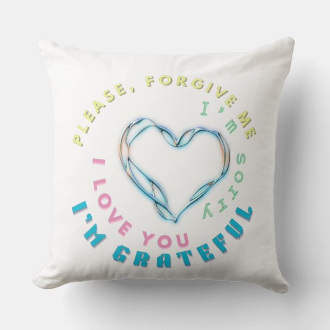 Ho'oponopono Healing Mantra – Lichtblauw Spirituee Kussen (Voorkant)