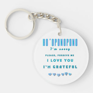 Ho'oponopono Healing Mantra – Lichtblauw Spirituee Sleutelhanger