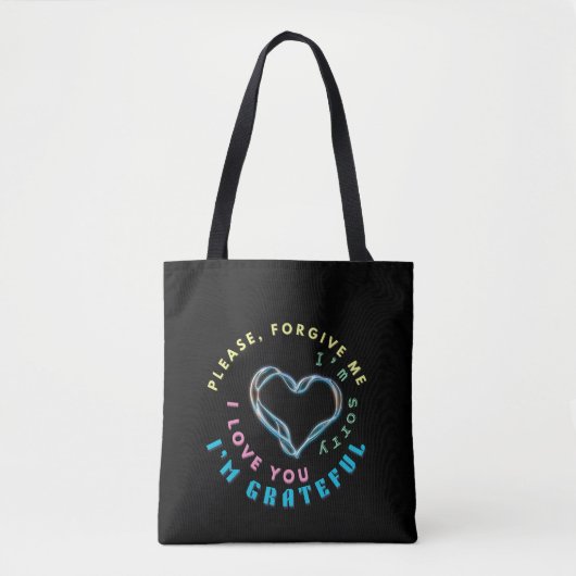 Ho'oponopono Healing Mantra – Lichtblauw Spirituee Tote Bag (Voorkant)