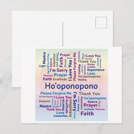 Ho'oponopono Word Cloud - Mantra - Self Love Feestdagenkaart (Voorkant / Achterkant)