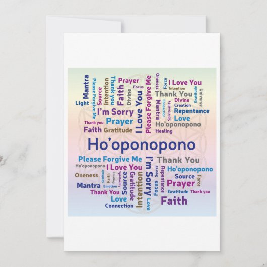 Ho'oponopono Word Cloud - Mantra - Self Love Kaart (Voorkant)