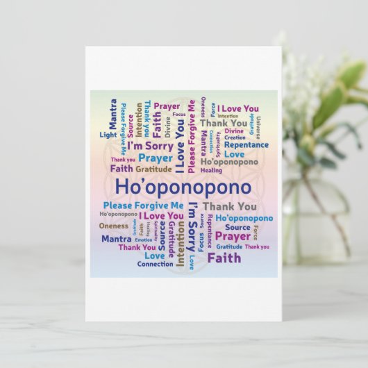 Ho'oponopono Word Cloud - Mantra - Self Love Kaart (Staand voorkant)