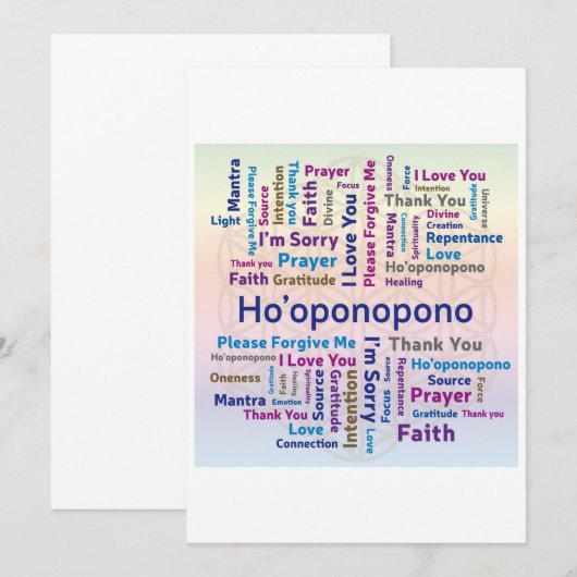 Ho'oponopono Word Cloud - Mantra - Self Love Kaart (Voorkant / Achterkant)