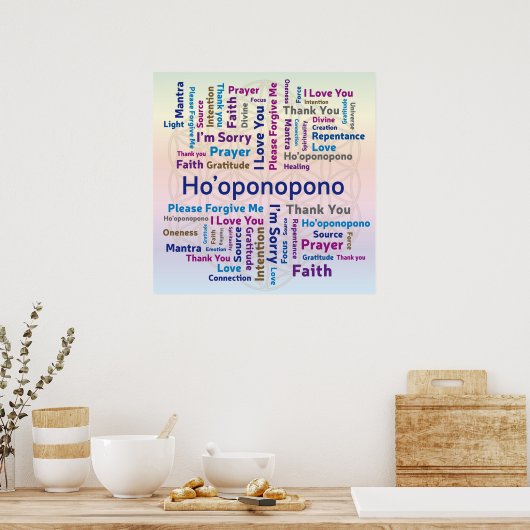 Ho'oponopono Word Cloud - Mantra - Self Love Poster (Keuken)