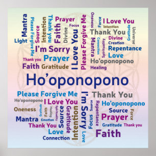Ho'oponopono Word Cloud - Mantra - Self Love Poster