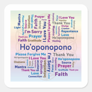 Ho'oponopono Word Cloud - Mantra - Self Love Vierkante Sticker