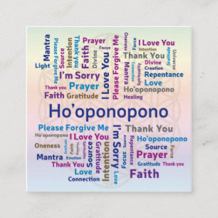 Ho'oponopono Word Cloud - Mantra - Self Love Vierkante Visitekaartje