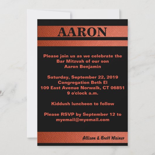 Hoops Bar Mitzvah Uitnodiging (Voorkant)