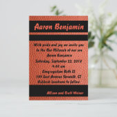 Hoops Bar Mitzvah Uitnodiging Sinaasappel (Staand voorkant)