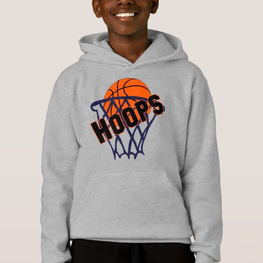 Hoops Basketball & Net Boys Hoodie (Voorkant)