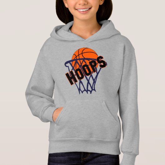Hoops Basketball & Net Girls Hoodie (Voorkant)