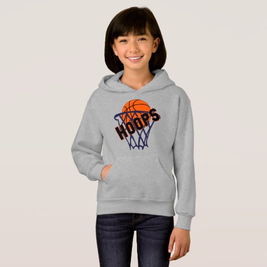 Hoops Basketball & Net Girls Hoodie (Voorkant volledig)
