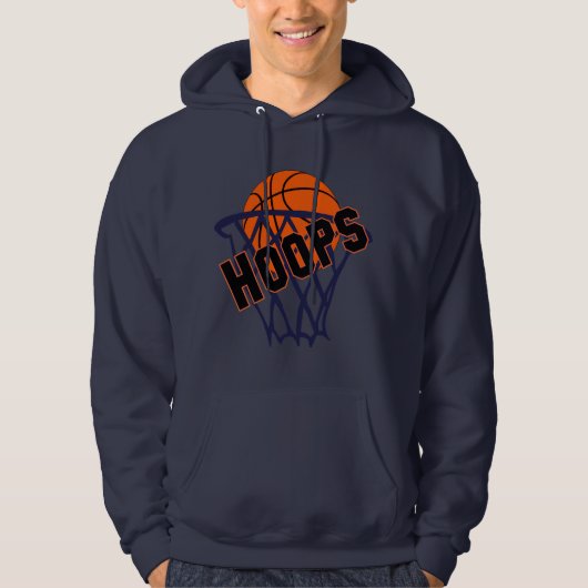 Hoops Basketball & Net Mannen Hoodie (Voorkant)