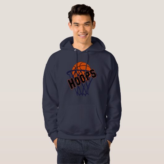 Hoops Basketball & Net Mannen Hoodie (Voorkant volledig)