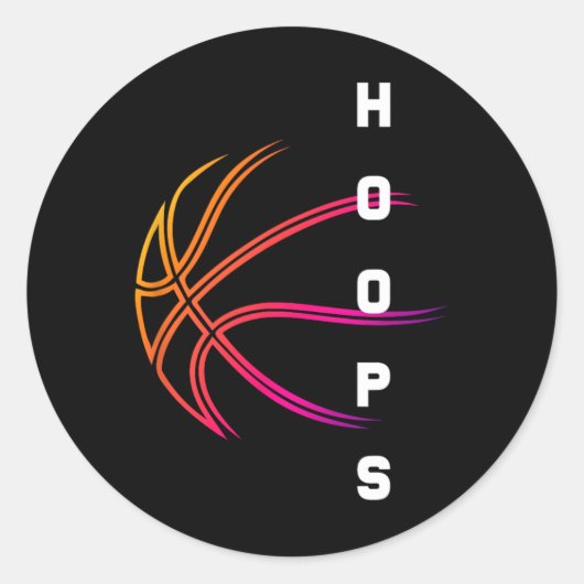 Hoops Bysketbyll Player Retro Ronde Sticker (Voorkant)