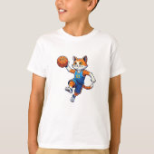 Hoops Cat Basketbal Ontwerp Grappige Kattenliefheb T-shirt (Voorkant)