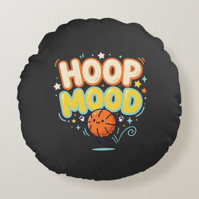 Hoopstemming Grappige Basketbalfan Rond Kussen (Voorkant)