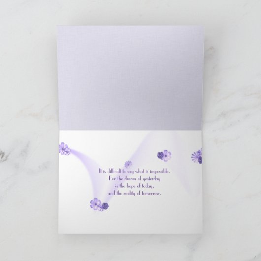 Hooptekst in paarse steek op reliëf kaart (Binnen)