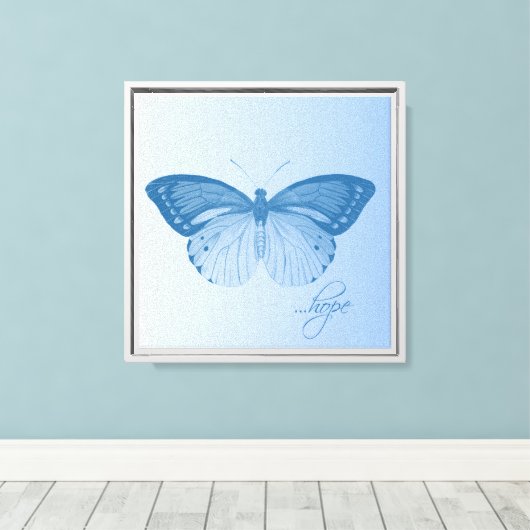 Hoopvlinder Blauw Canvas Afdruk (Insitu (Houten vloer))