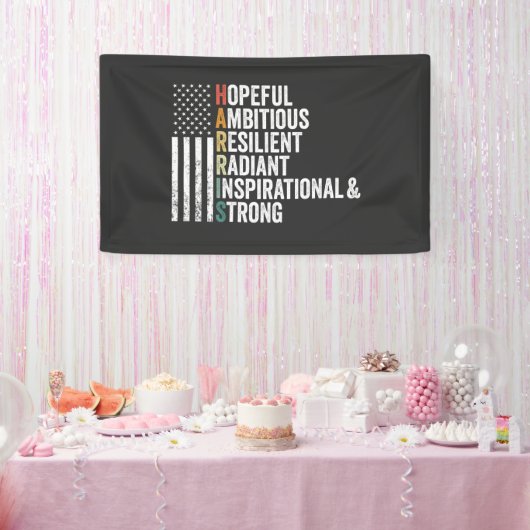 Hoopvolle Ambitieuze Veerkrachtige Radiant Harris  Spandoek (Feest)