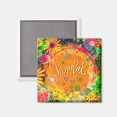 Hoopvolle Harten Leuke Gele Bloemen Inspirivity Magneet (Voorkant / Achterkant)