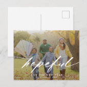 Hoopvolle Manuscript Bekleding Nieuwjaar Foto Feestdagenkaart (Voorkant / Achterkant)
