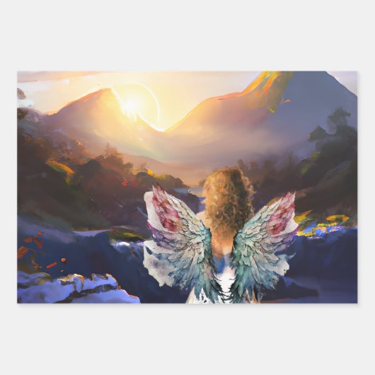 Hoopvolle zonsopgang Papier met platte plaat 3 Inpakpapier Vel (Voorkant 3)