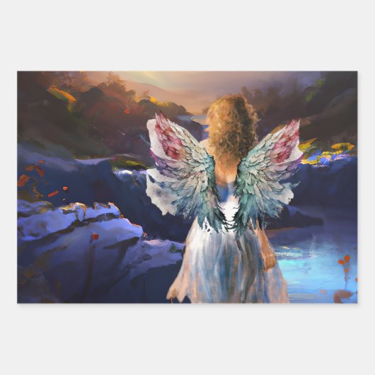 Hoopvolle zonsopgang Papier met platte plaat 3 Inpakpapier Vel (Voorkant 2)