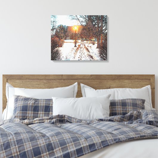"HOOR DE SNEEUWCRUNCH" WINTER LAMPLICHT CANVAS (Insitu (Slaapkamer))
