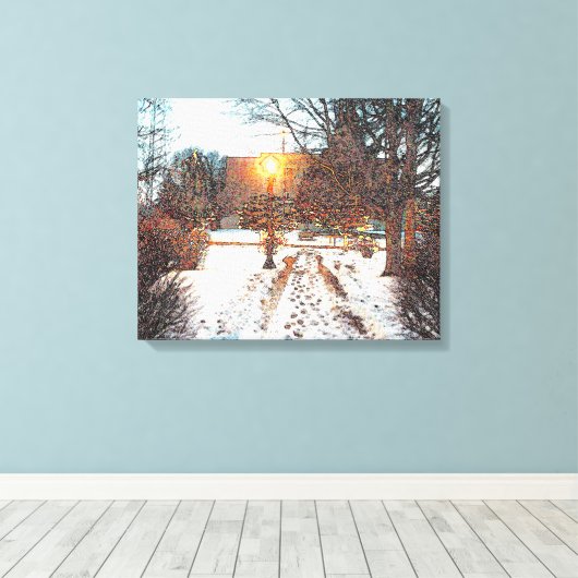 "HOOR DE SNEEUWCRUNCH" WINTER LAMPLICHT CANVAS (Insitu (Houten vloer))