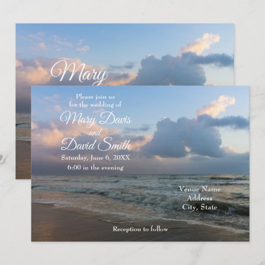 Hoor de Waves Wedding Kaart (Voorkant / Achterkant)