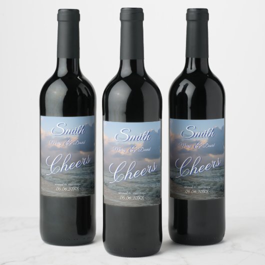 Hoor de Waves Wedding Wijn Etiket (Flessen)