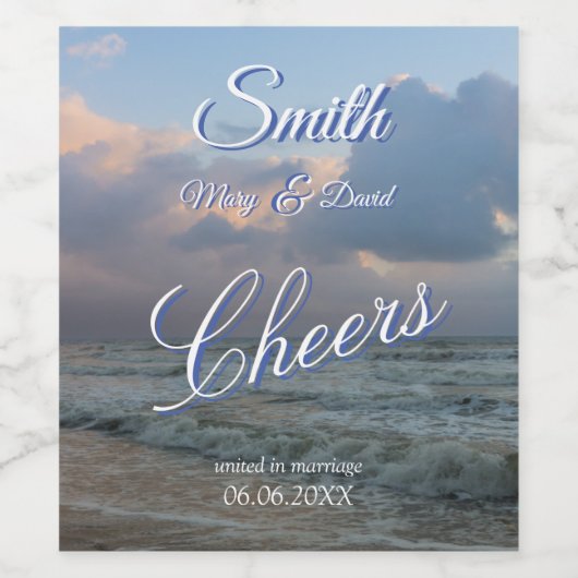 Hoor de Waves Wedding Wijn Etiket (Enkel label)